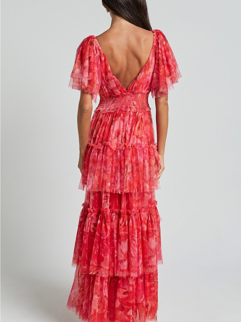 Showpo Leianna Tiered Floral Maxi Dress in Pink-Red - Picture 8 of 8